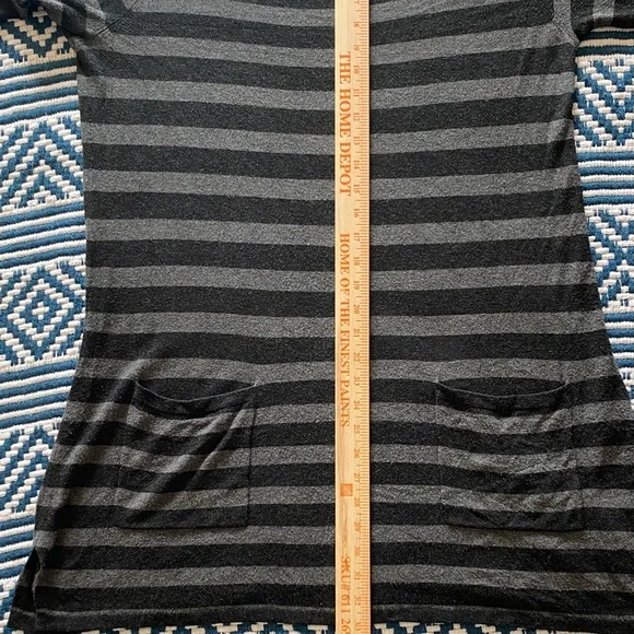 Eileen Fisher Striped Black and Gray Long Sleeve Pockets Women's Tunic Dress L - Picture 9 of 9